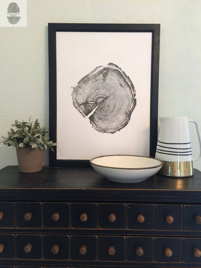 Utah Art, Tree Ring Print, Woodcut print, Woodworker, Ski Art, Snowbird, Wood Slice wall art - 18x24 print