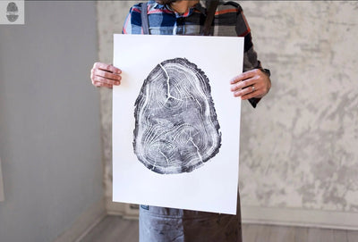 Utah Black Locust I 18x24 handmade woodcut print showing detailed tree rings