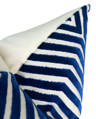 Vanderbilt Velvet Pillow Cover in Navy Blue, Schumacher Textiles