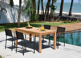 Rinjani Rectangular Table and 4 Vera Stacking Armchair Dining Set by LifestyleGarden US - main product image for Resin Society