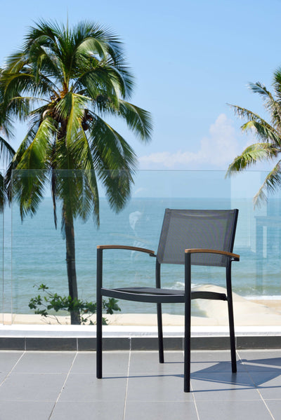 Rinjani Rectangular Table and 4 Vera Stacking Armchair Dining Set by LifestyleGarden US - product image 9 for Resin Society