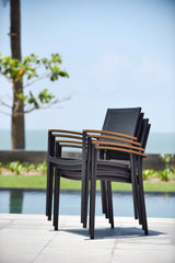 Rinjani Rectangular Table and 4 Vera Stacking Armchair Dining Set by LifestyleGarden US - product image 12 for Resin Society