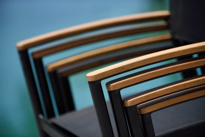Rinjani Rectangular Table and 4 Vera Stacking Armchair Dining Set by LifestyleGarden US - product image 8 for Resin Society