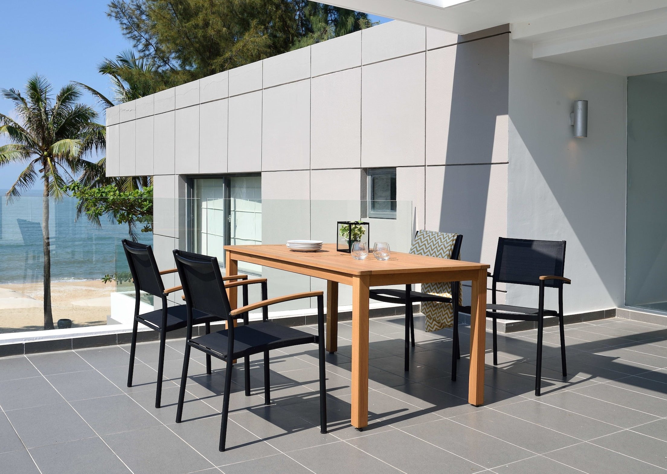 Orlando Rectangular Table and Vera Armchair Dining Set by LifestyleGarden US - main product image for Resin Society