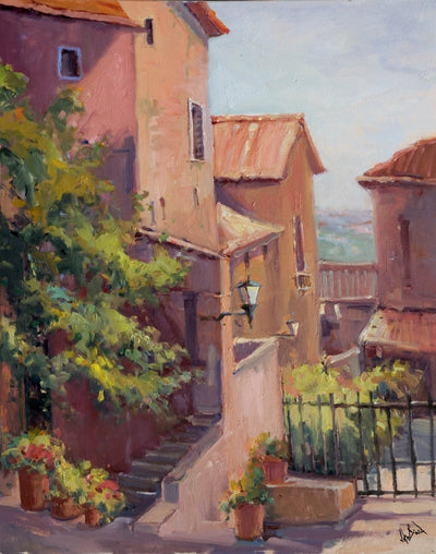 View of Cortona Artist Enhanced Canvas Print by John Beard Collection - main product image for Resin Society