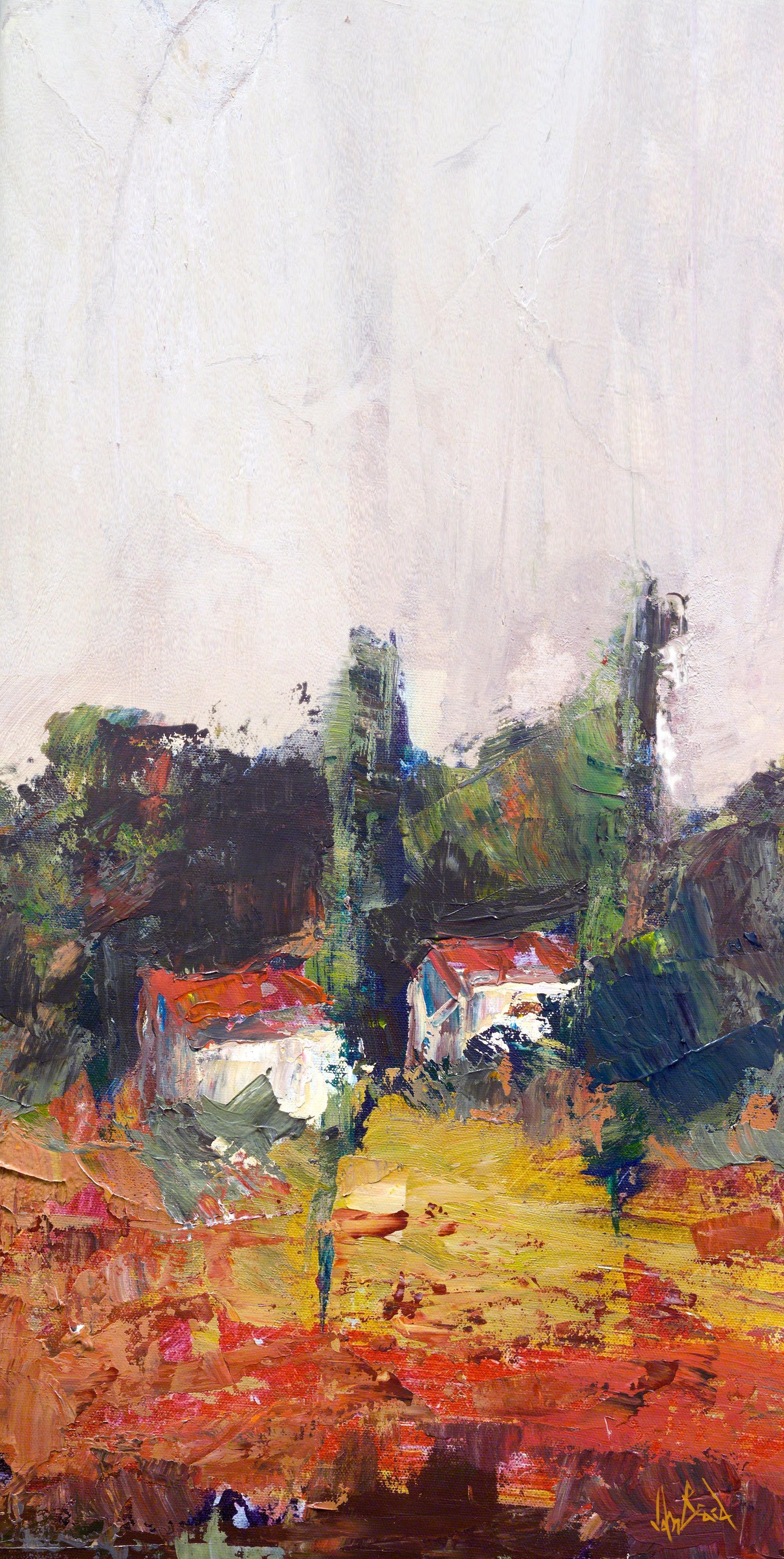 Village I Artist Enhanced Canvas Print by John Beard Collection - main product image for Resin Society