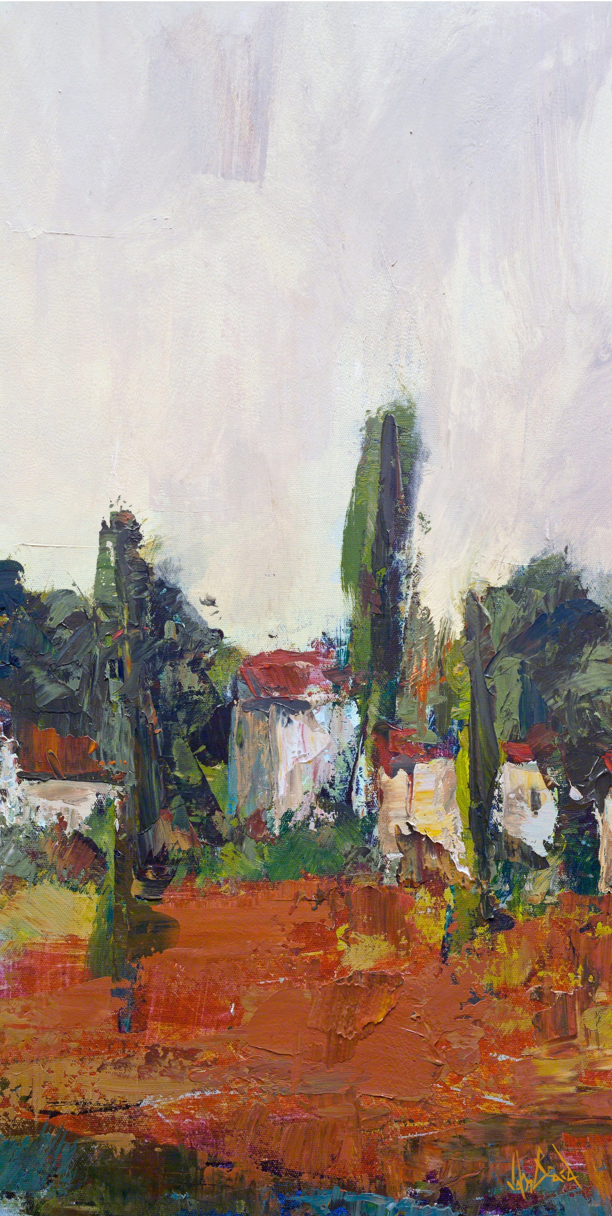 Village II Artist Enhanced Canvas Print by John Beard Collection - main product image for Resin Society