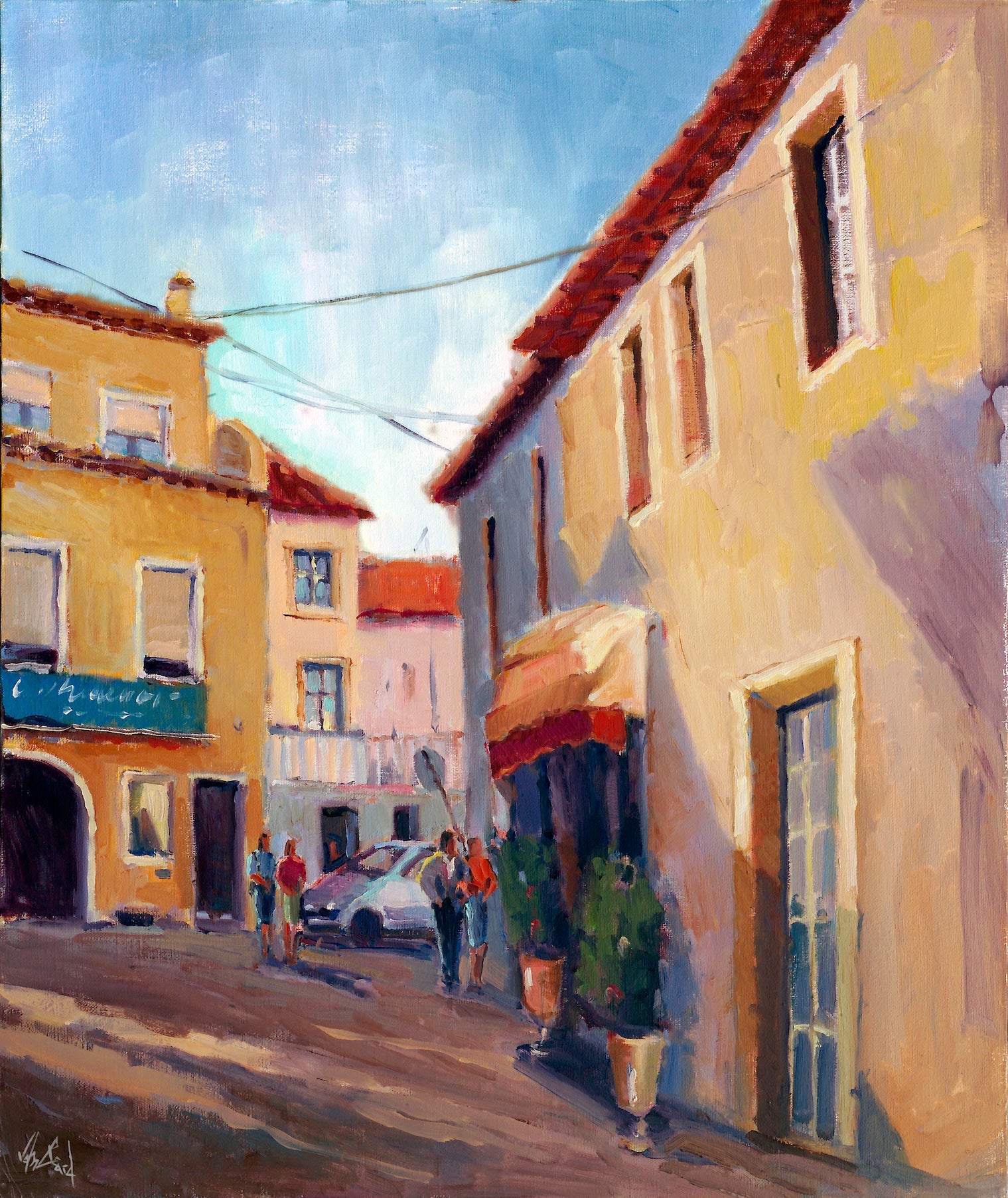 Village Walk canvas art print by John Beard Collection, showing an artistic landscape scene