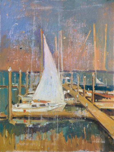 Vintage Harbor Artist Enhanced Canvas Print by John Beard Collection - main product image for Resin Society