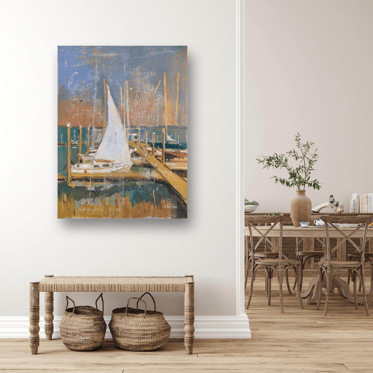Vintage Harbor Artist Enhanced Canvas Print by John Beard Collection - product image 2 for Resin Society