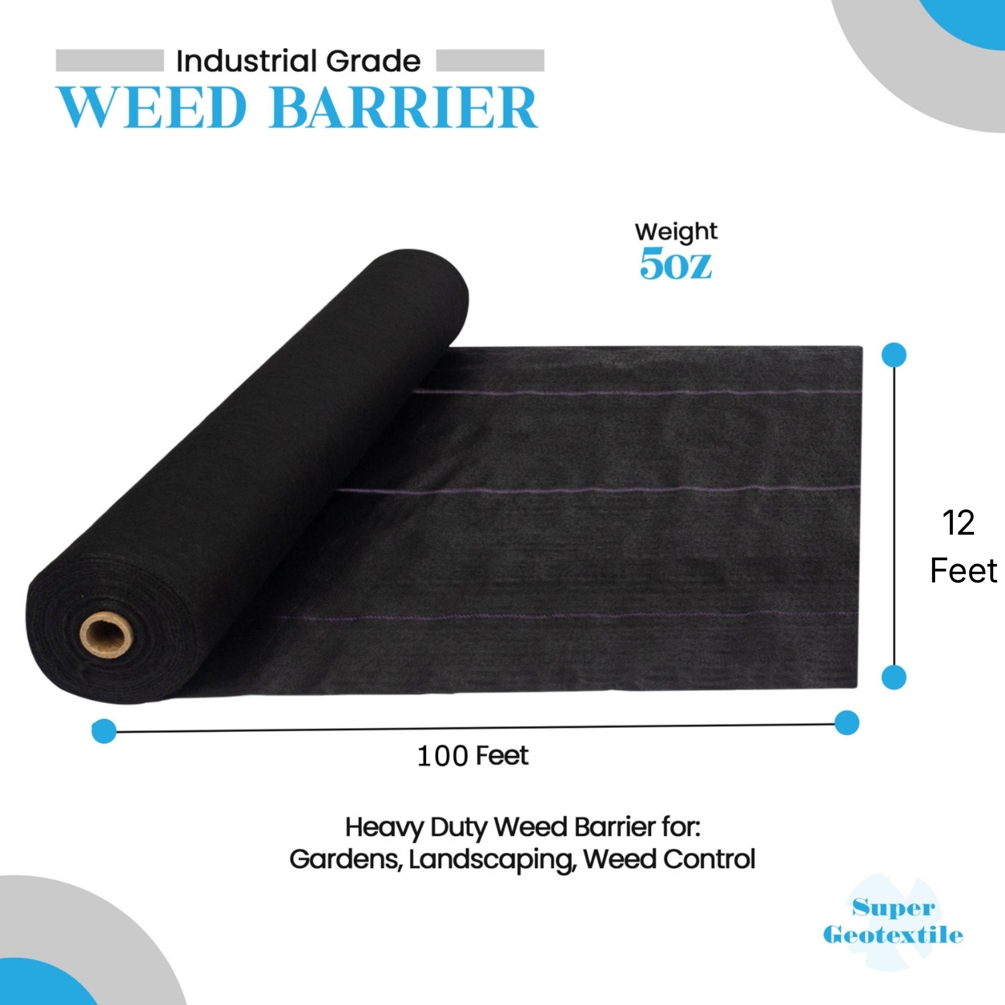 Pro Grade 5oz heavy duty weed barrier landscape fabric with planting lines