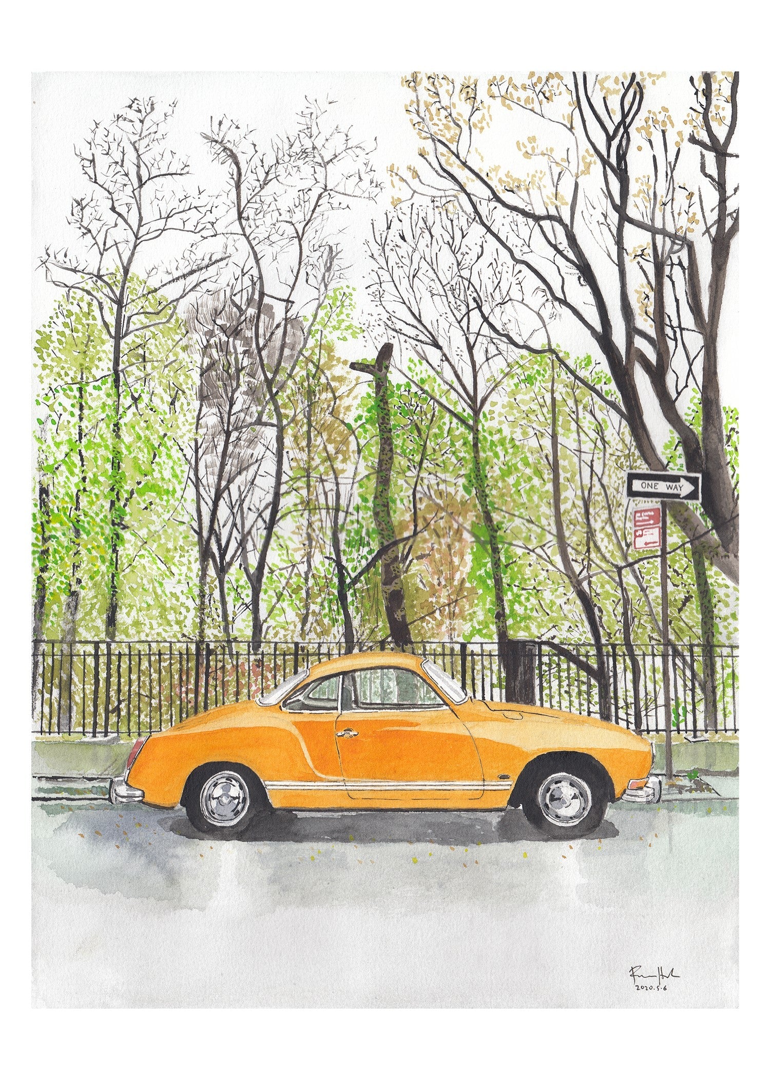 Volkswagen Karmann Ghia, Classic Car, Painting by Art By Francis - product image 5 for Resin Society
