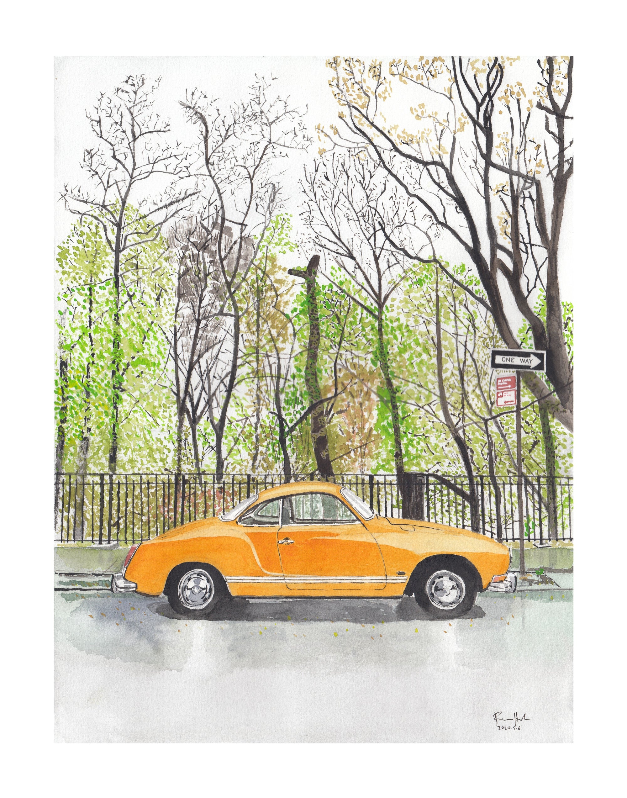 Volkswagen Karmann Ghia, Classic Car, Painting by Art By Francis - product image 8 for Resin Society
