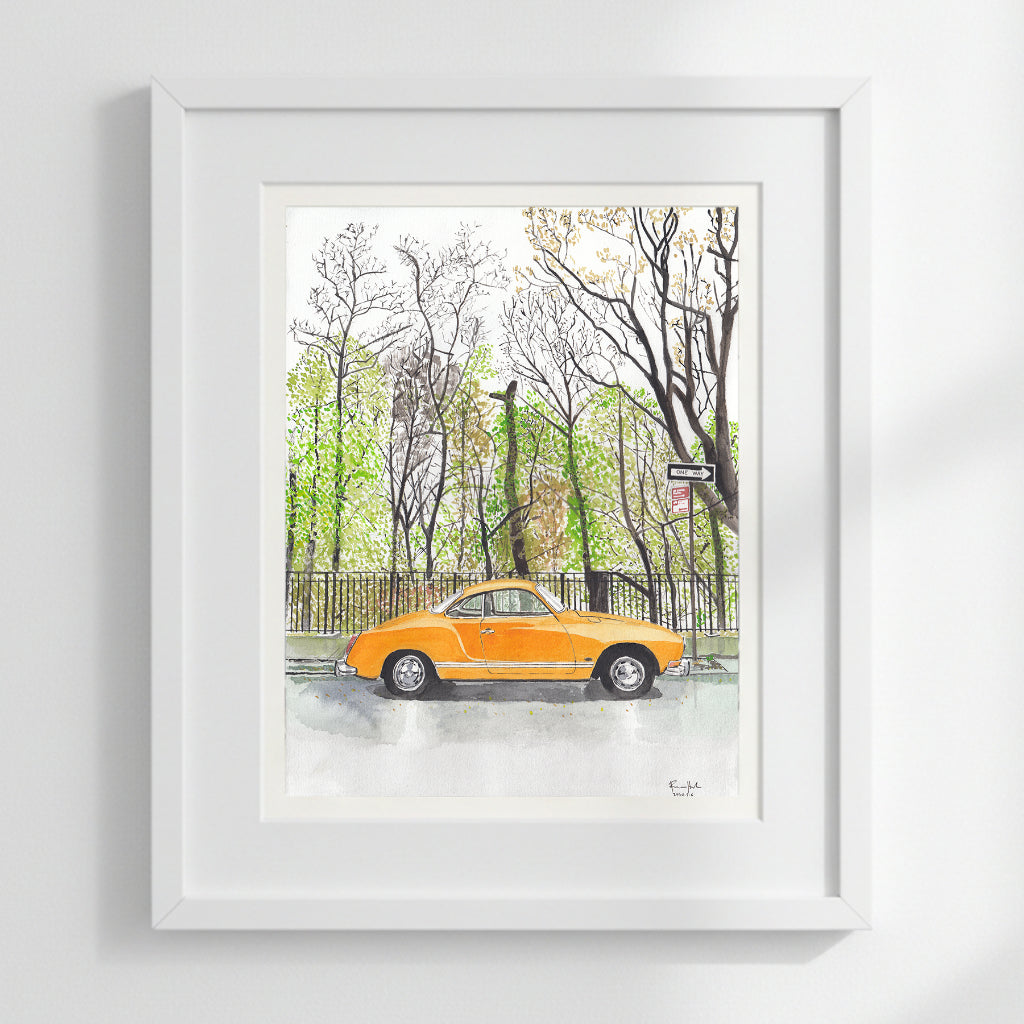 Volkswagen Karmann Ghia, Classic Car, Painting by Art By Francis - main product image for Resin Society