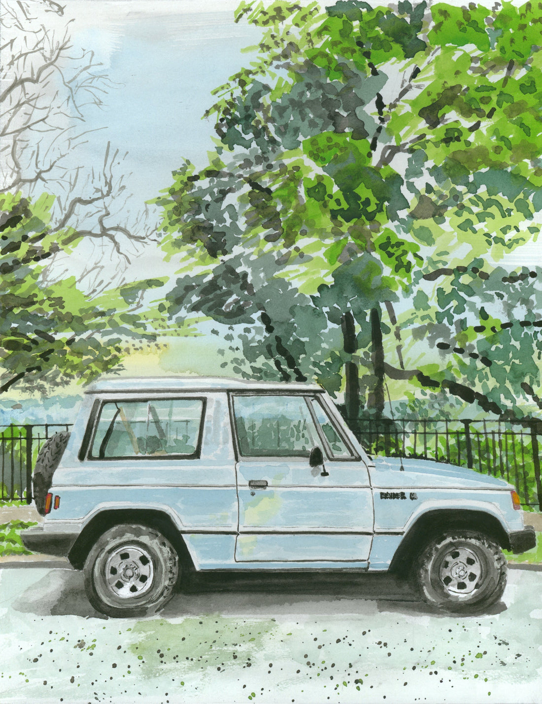 Dodge Raider Painting, Classic Car, Street Scene by Art By Francis - main product image for Resin Society