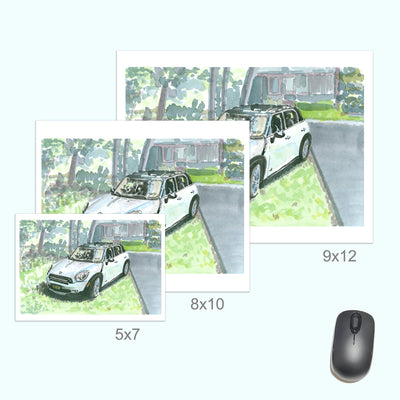 Mini Cooper Countryman Painting, Cute Car, Print