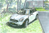 Mini Cooper Countryman Painting print by Art By Francis showing a colorful, stylized car illustration