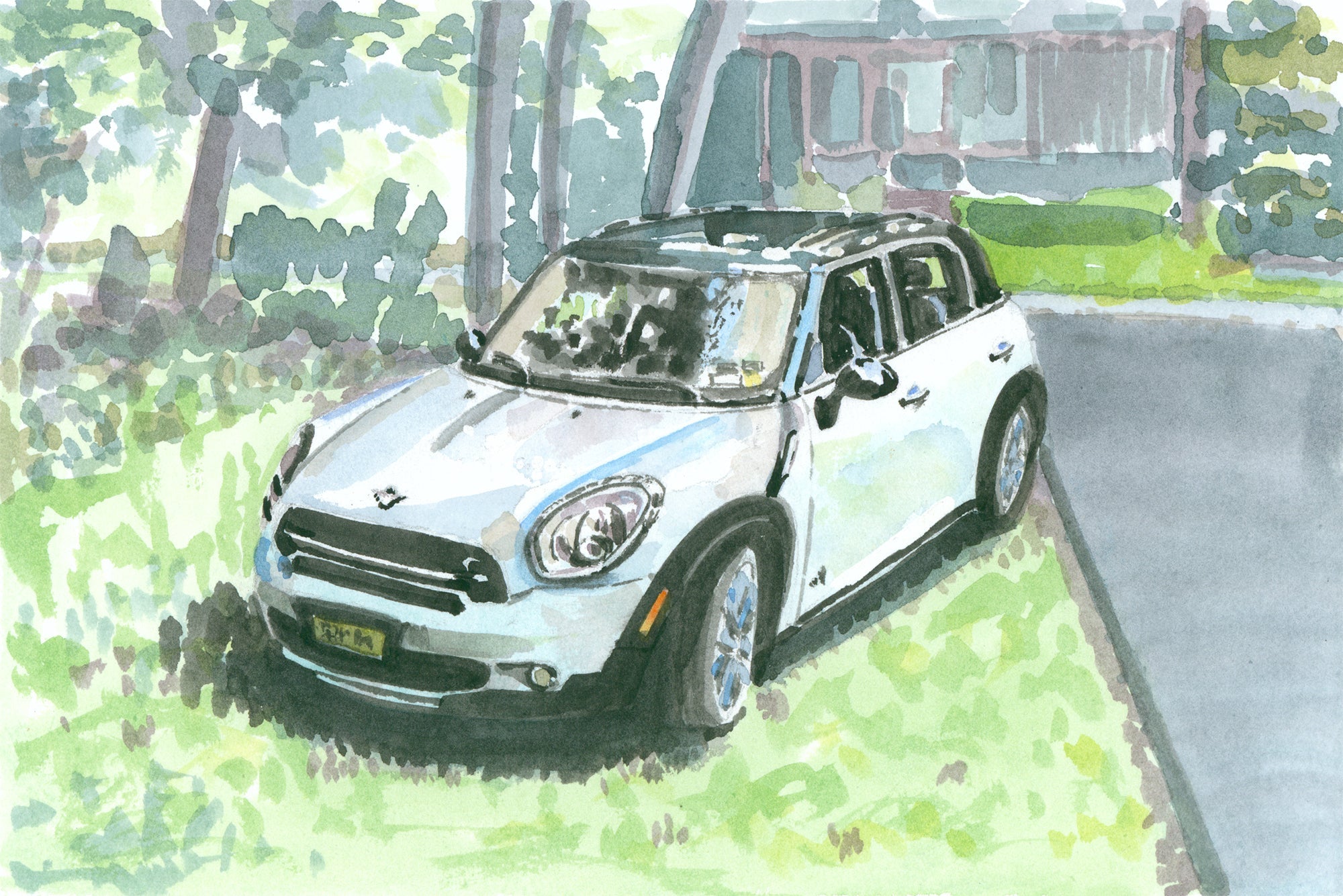 Mini Cooper Countryman Painting print by Art By Francis showing a colorful, stylized car illustration