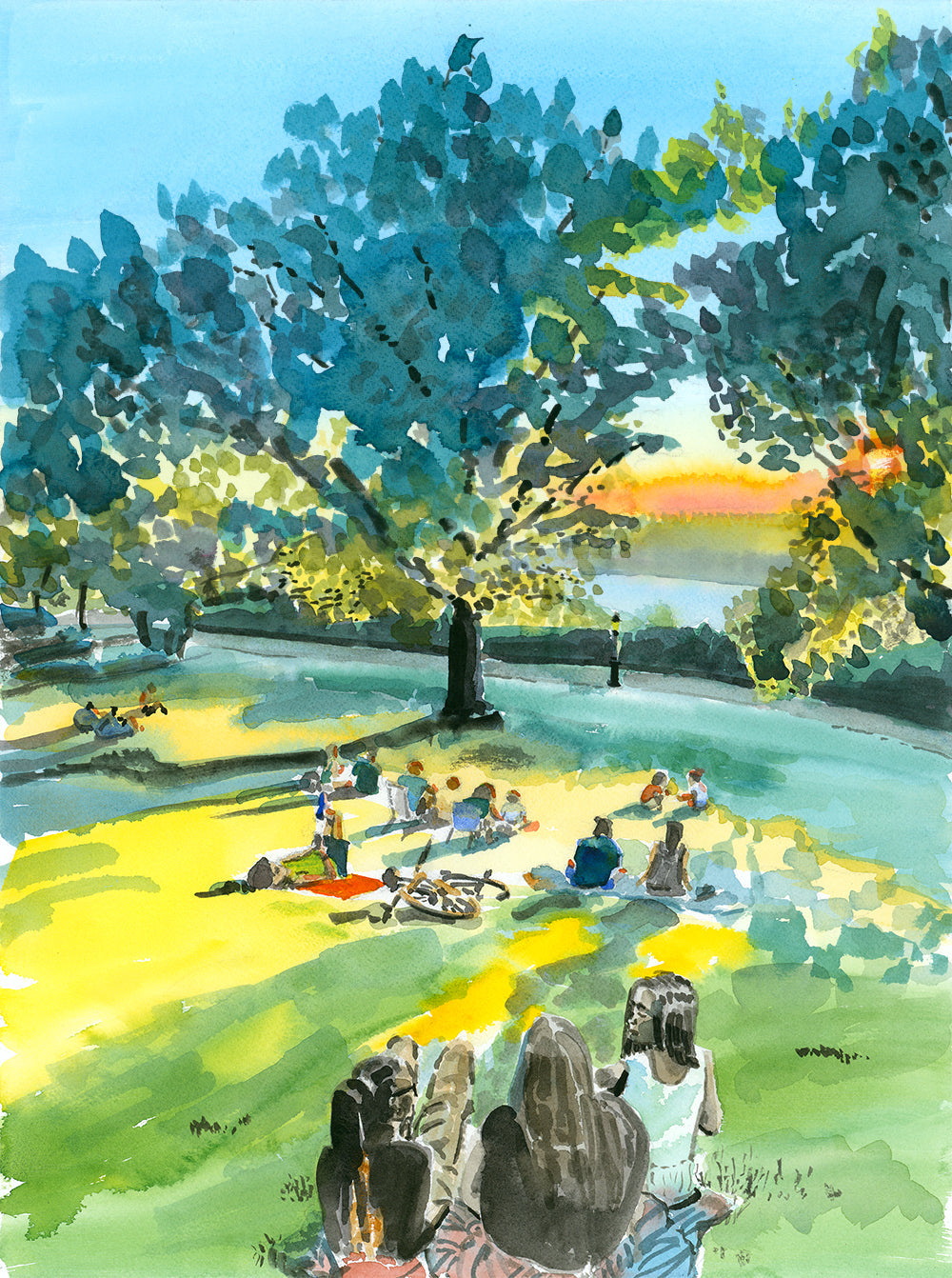 Billings Lawn 2, Watercolor, Hudson River Scene by Art By Francis - product image 2 for Resin Society