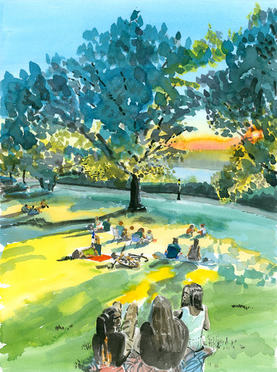 Billings Lawn 2, Watercolor, Hudson River Scene by Art By Francis - product image 2 for Resin Society