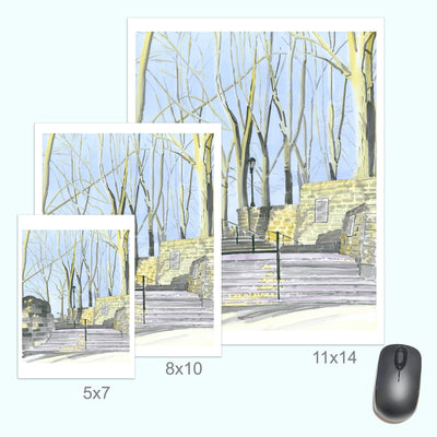 Linden Terrace Stairs, Fort Tryon, Watercolor, Sunset by Art By Francis - product image 6 for Resin Society