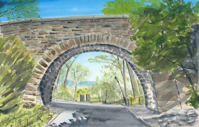 Linden Terrace Arch, Watercolor, Plein Air by Art By Francis - main product image for Resin Society