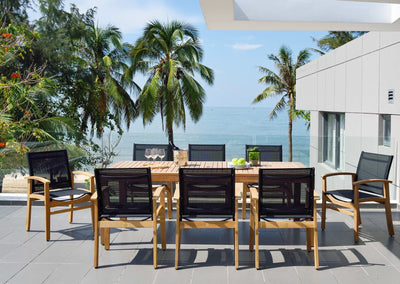 Rinjani Rectangular Teak Table and Fortuna Armchair Dining Set by LifestyleGarden US - main product image for Resin Society