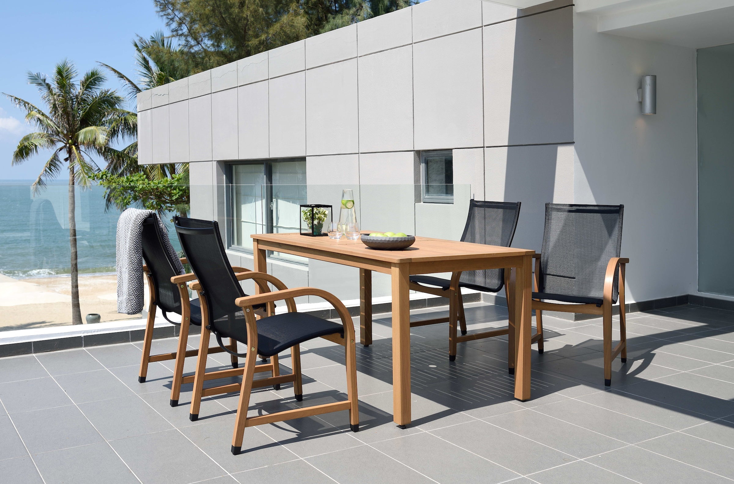 Orlando Wood Table and Manhattan Black Dining Set by LifestyleGarden US - main product image for Resin Society