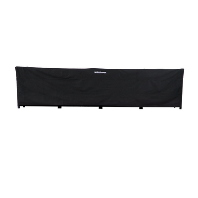 Woodhaven Full Firewood Rack Cover on firewood rack in outdoor setting