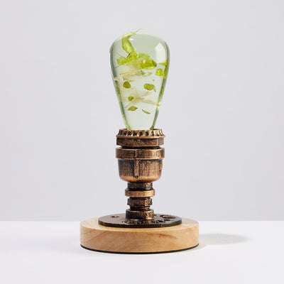 EP Light White Hydrangea handcrafted resin LED bulb with wooden base options