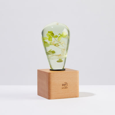 Handcrafted White Hydrangea Table Lamp with resin flower and wooden base