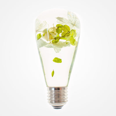 Handcrafted White Hydrangea Table Lamp with resin flower and wooden base