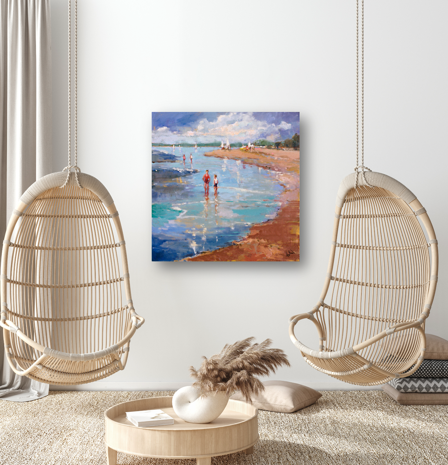 Walking in Lowtide Artist Canvas Enhanced Print by John Beard Collection - product image 2 for Resin Society