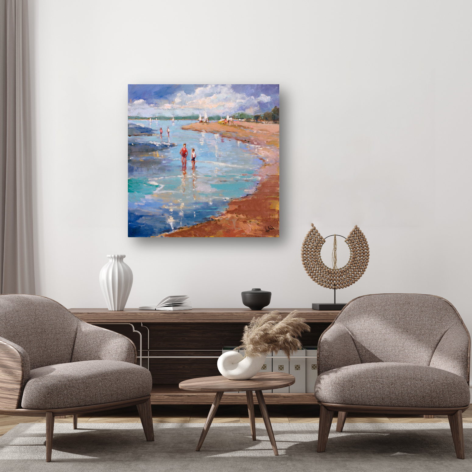 Walking in Lowtide Artist Canvas Enhanced Print by John Beard Collection - product image 4 for Resin Society