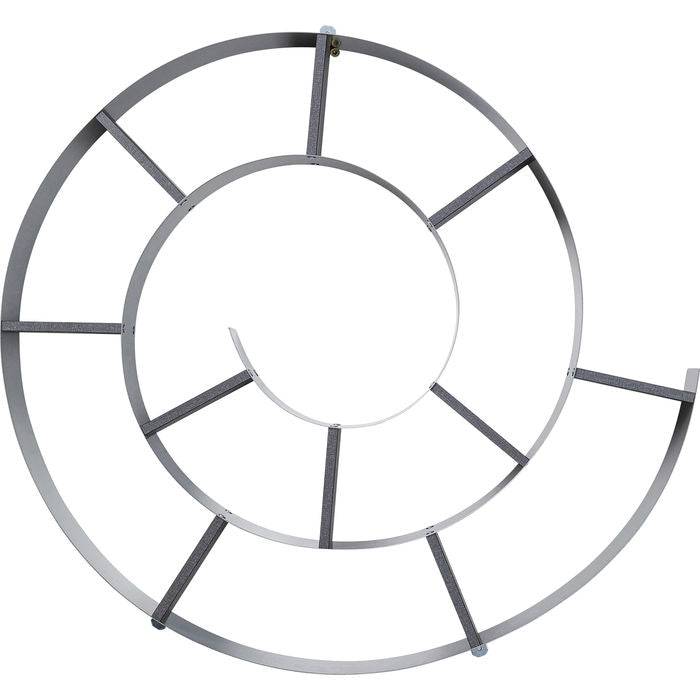 Wall Shelf Snail silver-grey by DEKOR shown in multiple angles highlighting the snail-shell inspired round shape and silver-grey finish.