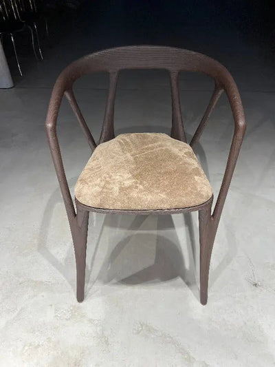 Luxury premium solid walnut chair in Italian style with natural wood finish