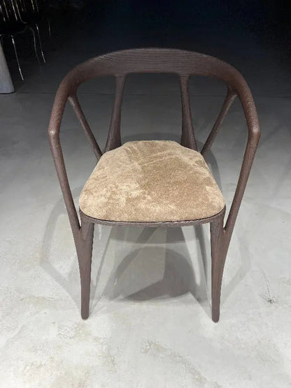 Luxury premium solid walnut chair in Italian style with natural wood finish