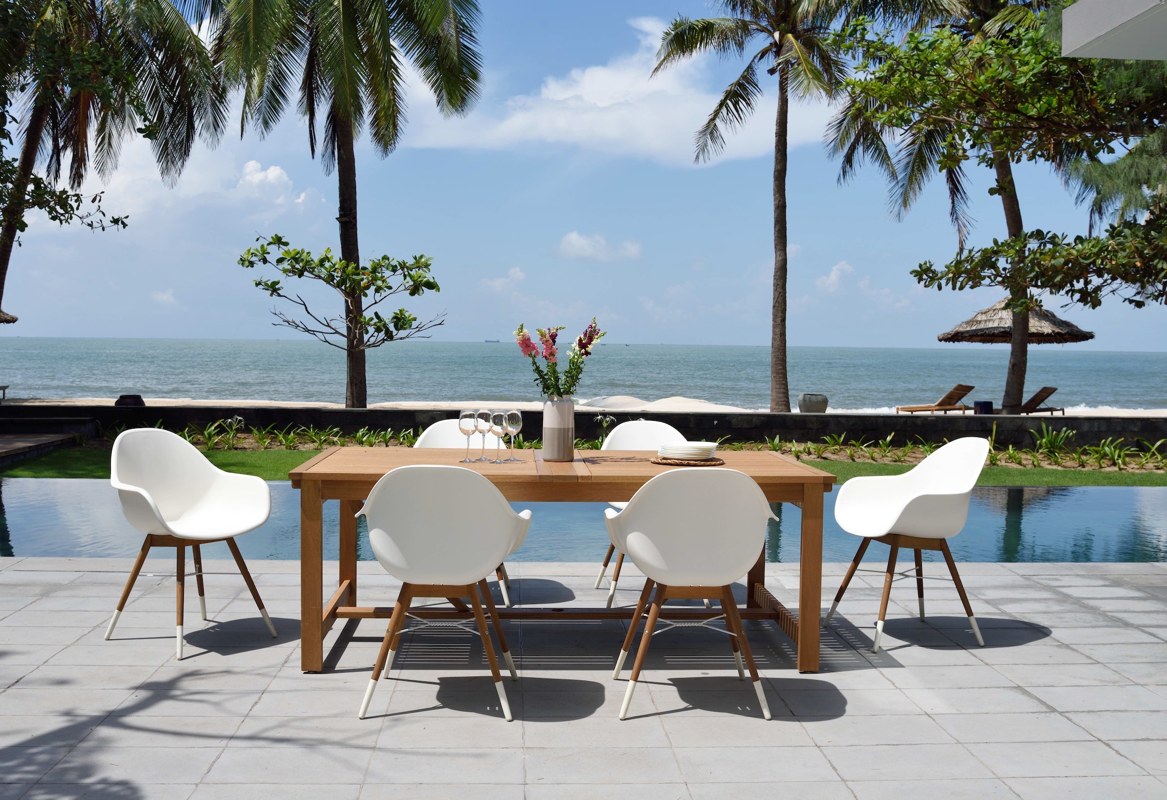 Leyland Table and 8 Chamonix Armchair Dining Set by LifestyleGarden US - product image 9 for Resin Society