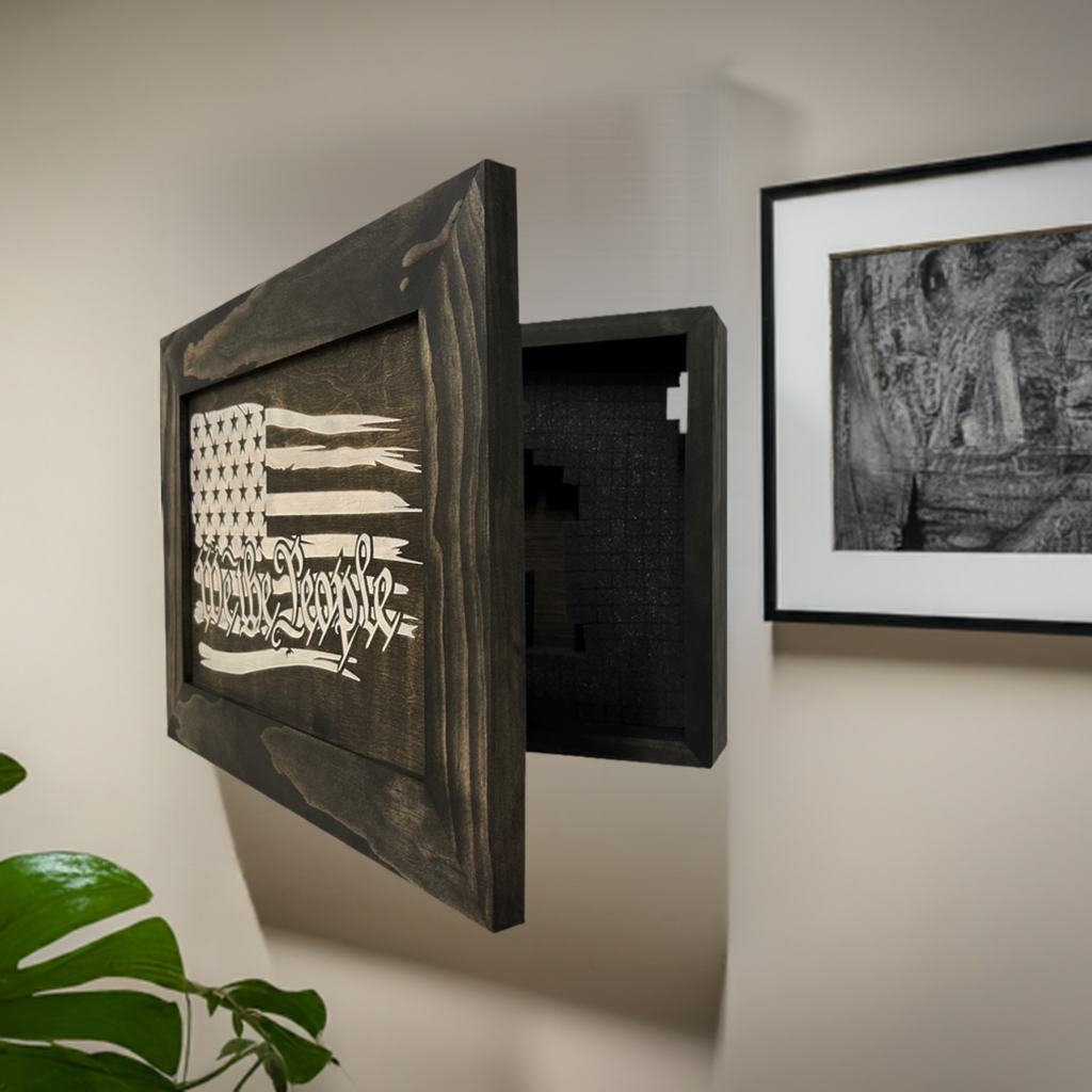 American Flag Gun Cabinet We The People Decorative and Secure Hidden by Bellewood Designs - product image 2 for Resin Society