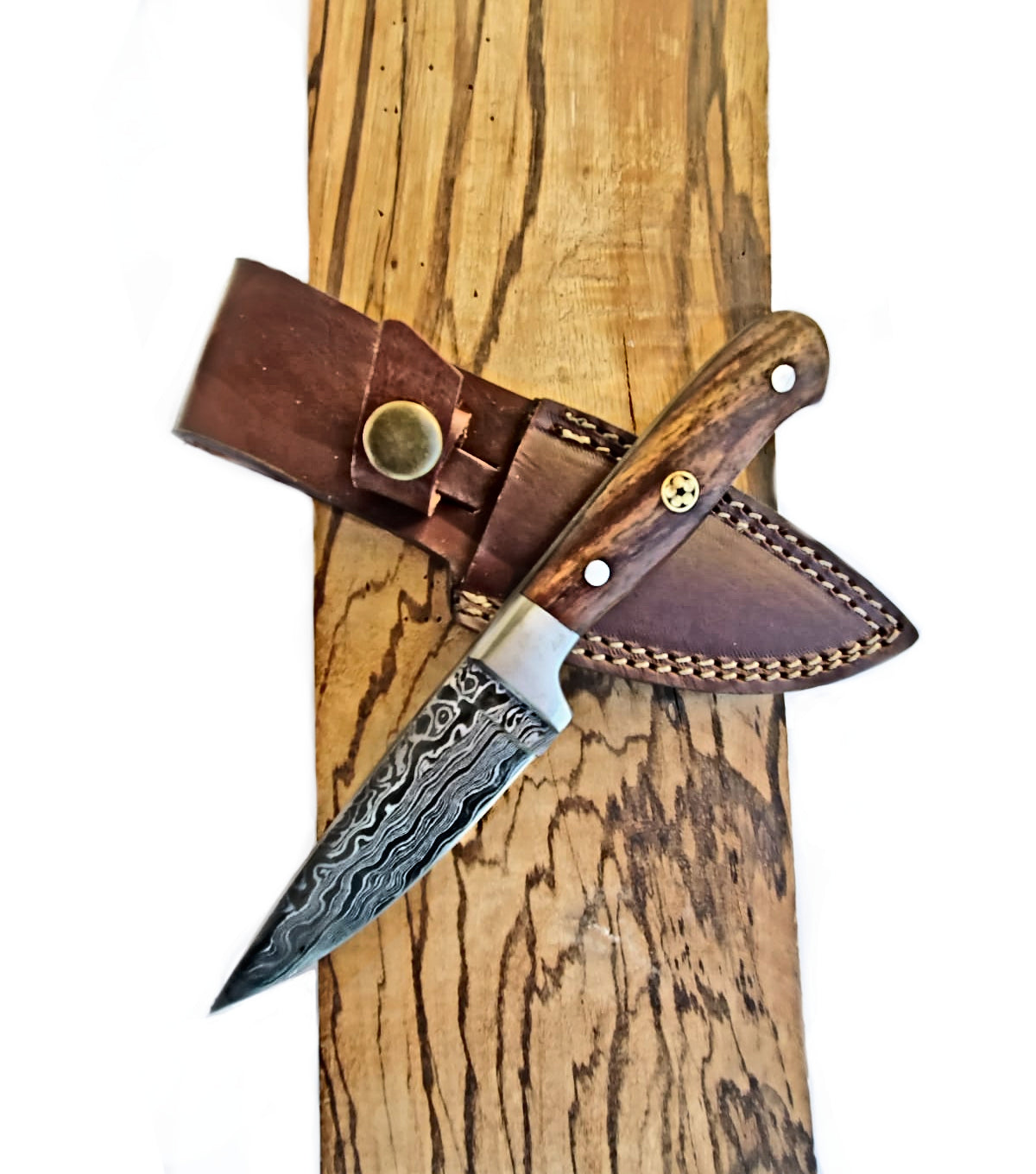 Cheff - Damascus Pairing Knife TD-217 with walnut wood handle and layered Damascus steel blade
