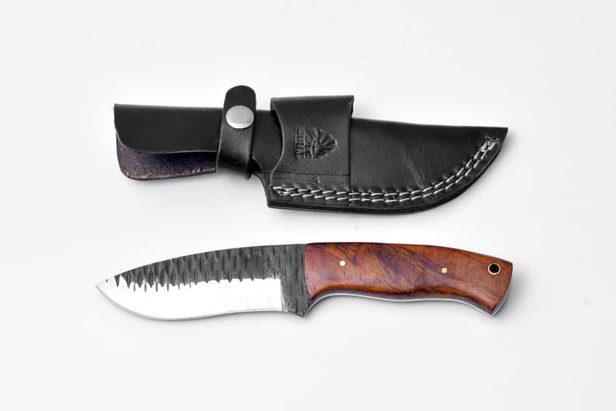 High Carbon Blade by Titan TC-001 with rose wood handle and brass pins, blade extended