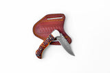 Stag Horn Style Damascus Folding Knife with Leather Sheath - TF-098 detail image - Resin Society