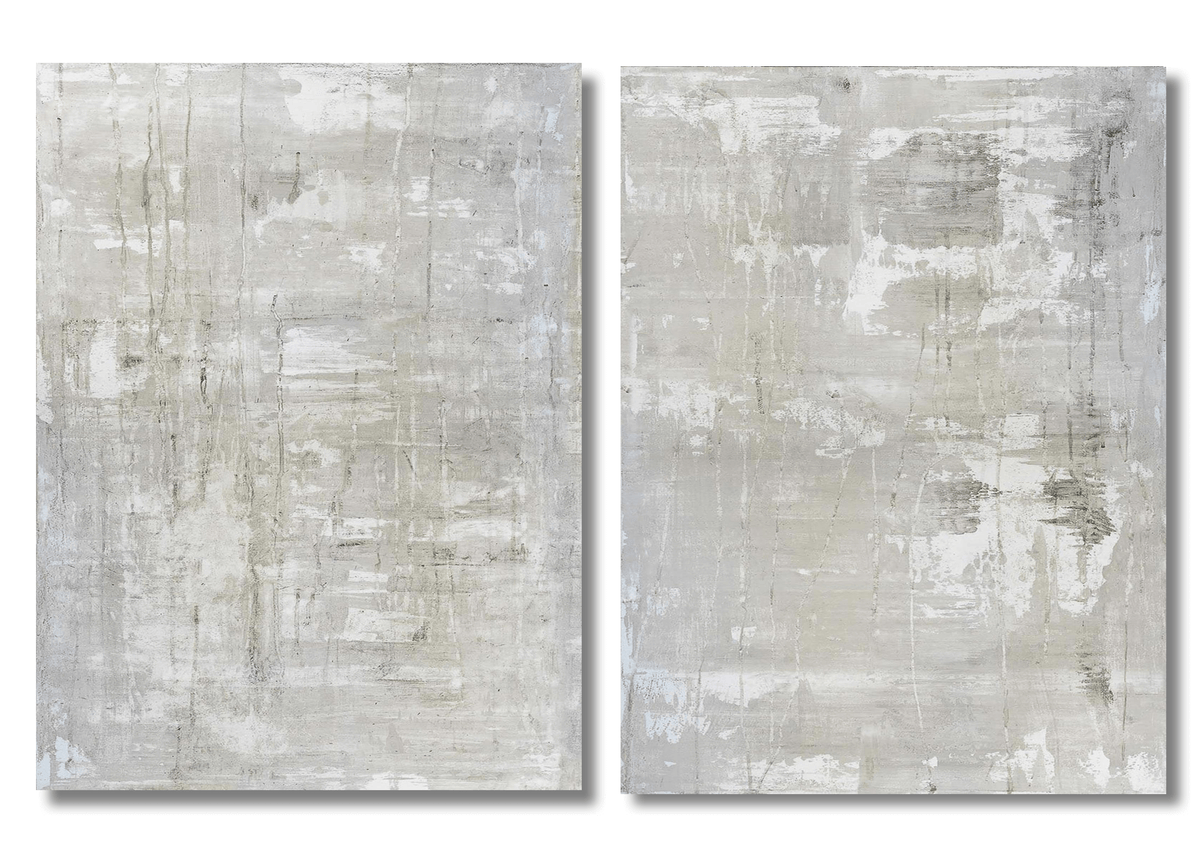 Gray on White Set of two 24x30's, White Float Frame by John Beard Collection - main product image for Resin Society