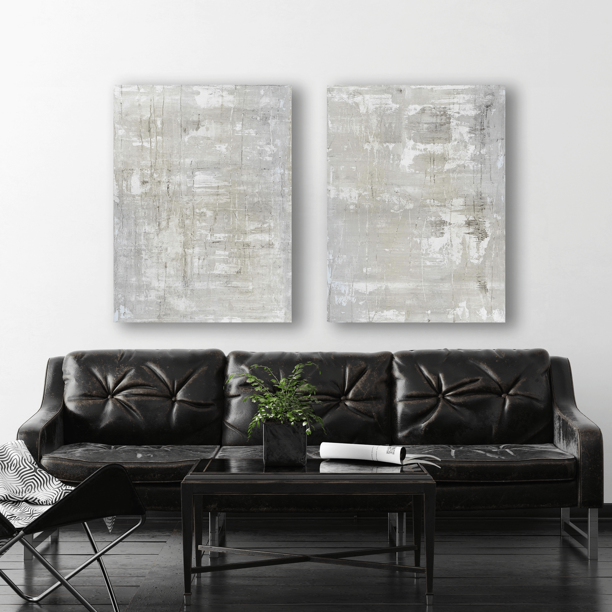 Gray on White Set of two 24x30's, White Float Frame by John Beard Collection - product image 2 for Resin Society