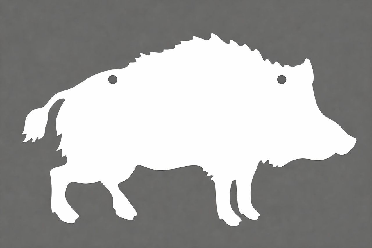 White boar silhouette steel target against grey background