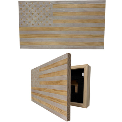 American Flag Decorative & Secure Wall-Mounted Gun Cabinet (Whitewashed) by Bellewood Designs - main product image for Resin Society