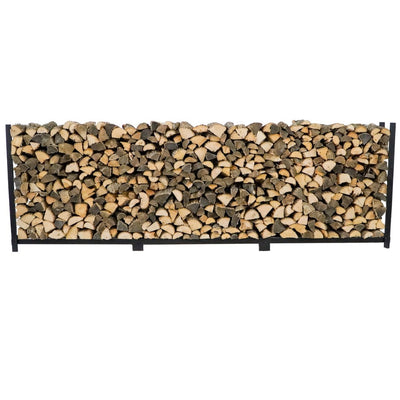 Woodhaven 12 ft Firewood Rack holding stacked firewood outdoors