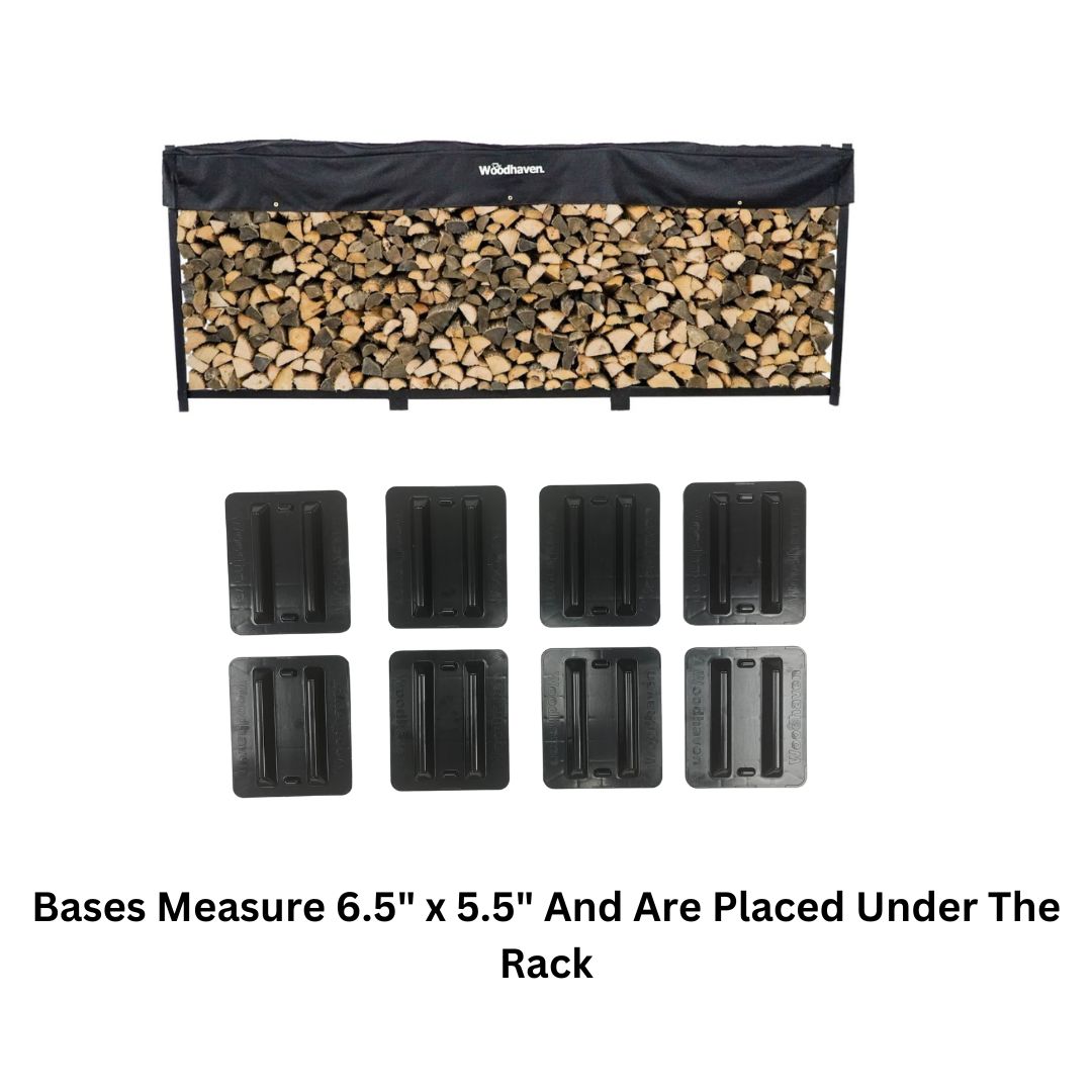 Woodhaven 12 ft Firewood Rack holding stacked firewood outdoors