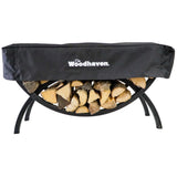 Black 3 ft Crescent Metal Firewood Rack for indoor or outdoor use