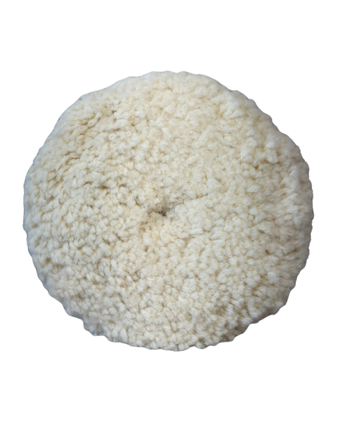 7-1/2 inch wool buffing pad with dense wool pile and Velcro backing